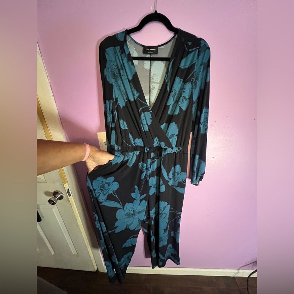 Lane Bryant Blue and Black Patterned jumpsuit